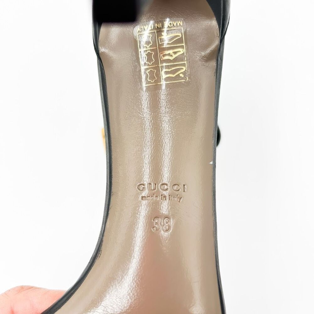 Gucci Heels Horsebit Black Leather Ursula Sandals 38, 8 - Picture 13 of 14